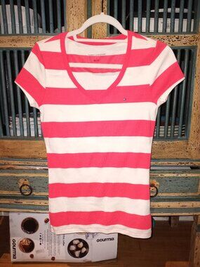 Tommy Hilfiger Women's Stripe V-Neck T-Shirt